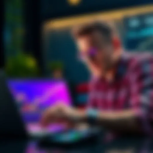 A person analyzing Litecoin charts on a laptop with a thoughtful expression, symbolizing investment opportunities.