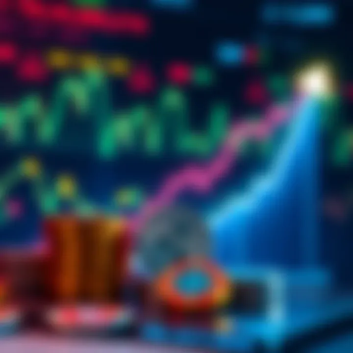 A graphic showing an upward trend in cryptocurrency prices with ISO20022 coins and XRP symbols