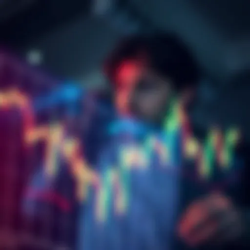 A person looking worriedly at a stock market graph showing a downward trend