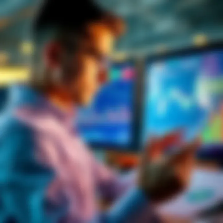 Investing with Confidence A person calmly reviewing financial charts and graphs, illustrating the concept of Dollar Cost Averaging while managing their investment fears.