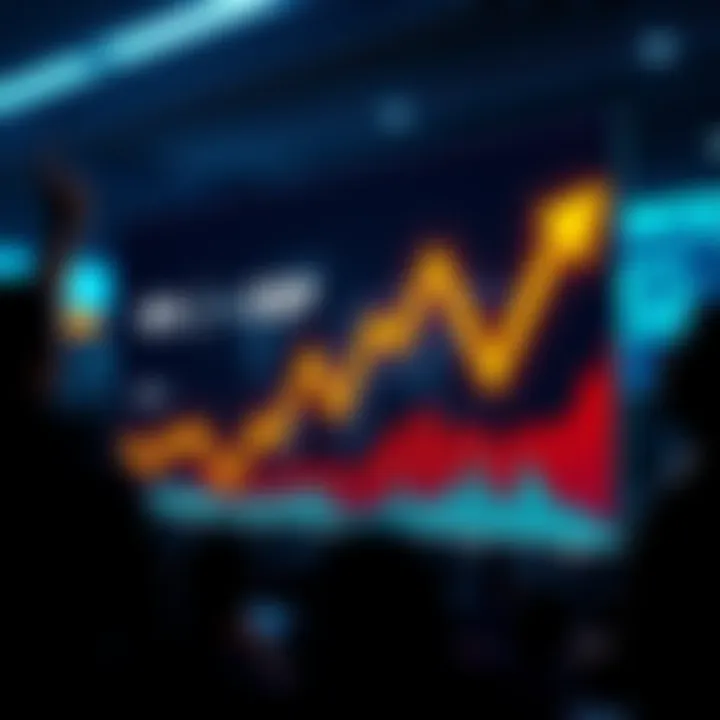 Graph showing the recent price increase of XLM and XRP, focusing on an 80% rise for XLM and a 30% rise for XRP, with excited investors in the background.