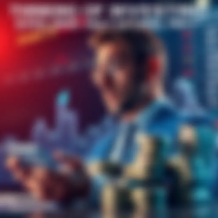 A businessman considering a financial chart with upward trends and stacks of cash, symbolizing daily earnings from a large investment.