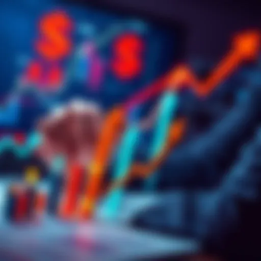A person analyzing financial charts with dollar signs and upward arrows, symbolizing investment potential.