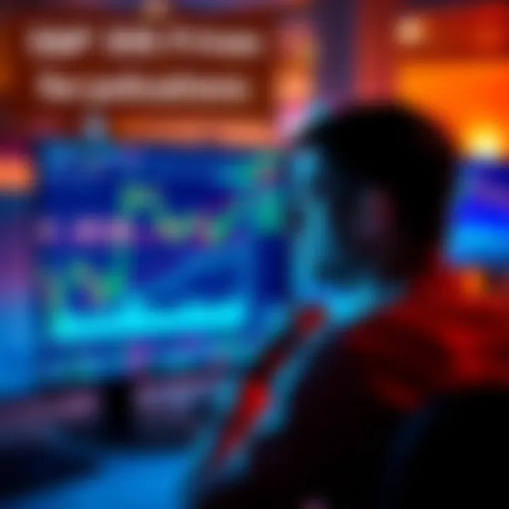 A person looking at a computer screen with charts showing S&P 500 and Bitcoin prices, pondering a trade between the two investments.