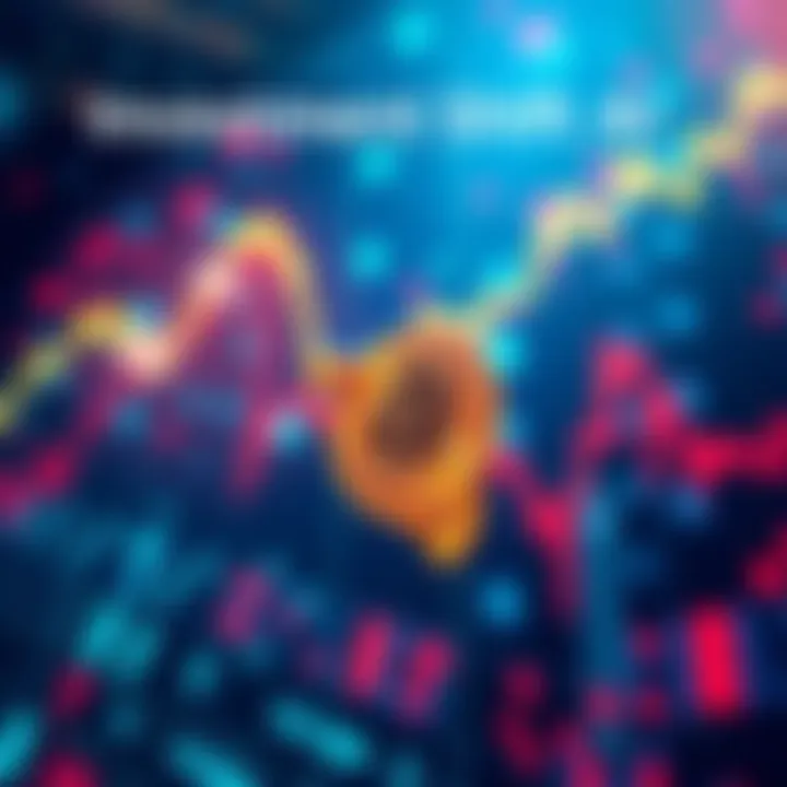 A visual representation of a financial graph showing a surge in AI investments while Bitcoin's value drops.