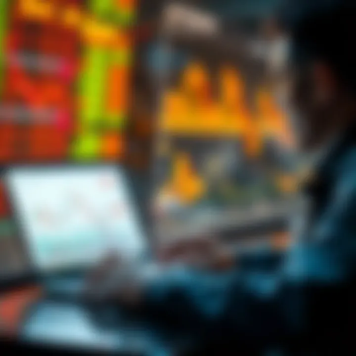 A person analyzing financial graphs and data on a laptop, symbolizing investment strategies and market analysis