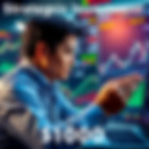 Person analyzing stock market trends with charts and graphs, considering investment options with $1,000.