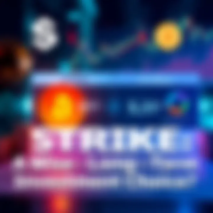 A graphic showing a comparison of investment options between STRIKE and CoinBase with charts and dollar signs, highlighting fees and user experiences