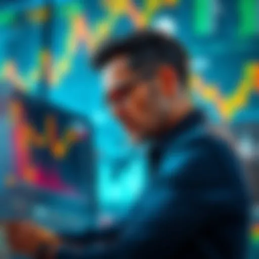 A person contemplating investment choices, looking at financial charts and graphs.