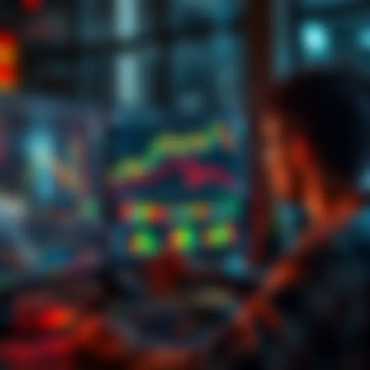 A person analyzing stock charts and market trends on a computer screen, considering investment options during high market periods.