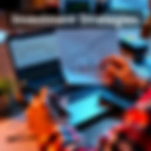 A person analyzing investment charts on a laptop with financial documents and a calculator, representing decision-making in the stock market.