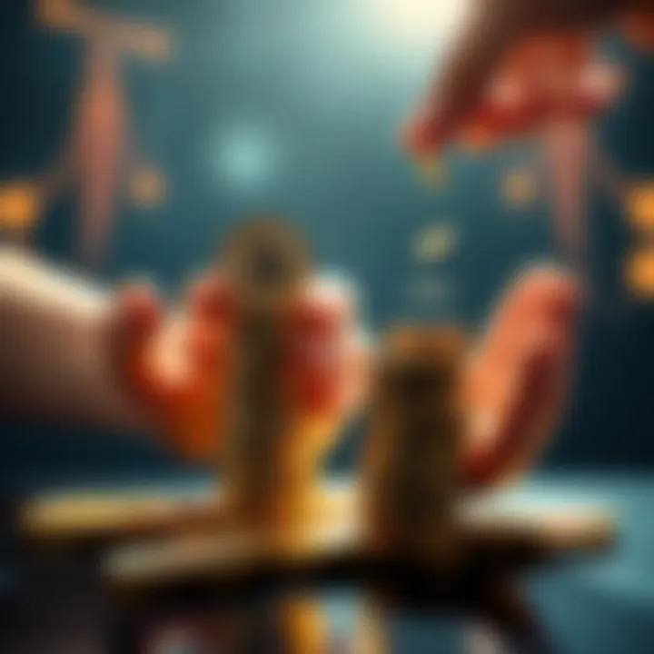 Investment Strategies for Bitcoin A graphic showing two hands, one holding a stack of coins representing a lump sum investment, and the other dropping coins gradually to illustrate dollar-cost averaging in Bitcoin.