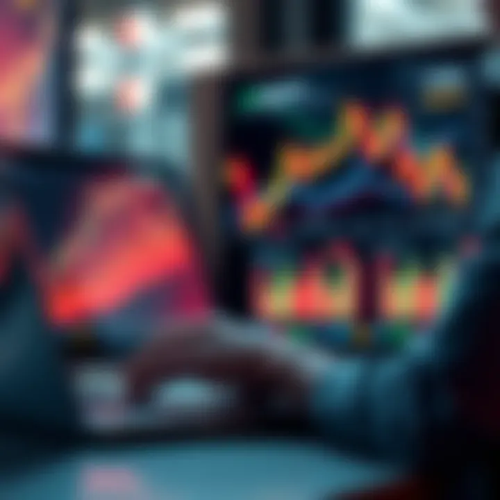 Investment Trends A person analyzing stock market trends on a laptop with graphs and charts displayed