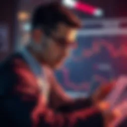 Investor Reviewing Portfolio A new investor looking worried while analyzing investment charts and reports