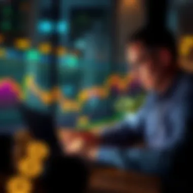 Investor Adjusting Strategy An investor reviewing Bitcoin trends on a laptop while planning their next dollar-cost averaging purchase.