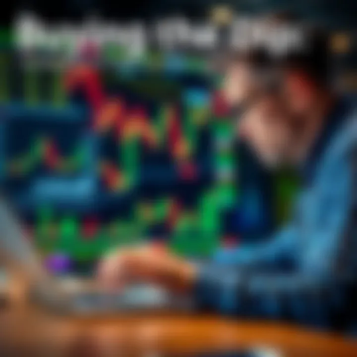 A focused investor studying stock market graphs and charts on a laptop, looking for dip opportunities in 2026.