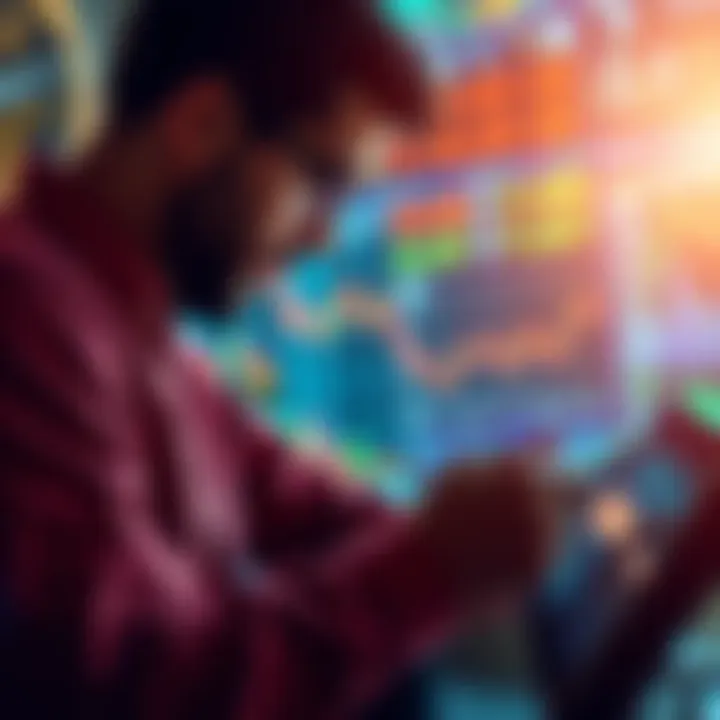 An investor looking at market charts and graphs, focused on price points and potential short liquidations