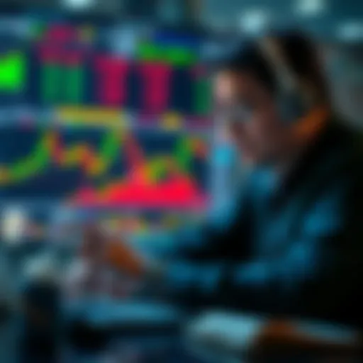 An investor looks at charts on their laptop, analyzing Pi Network tokens and Space X shares, with a goal of accumulating more during market dips.