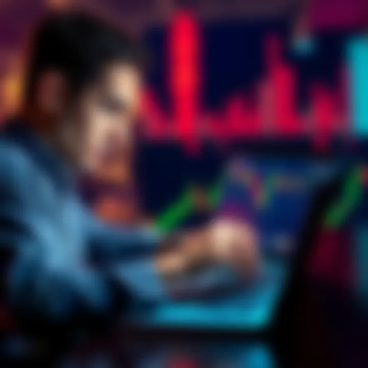 A person analyzing Bitcoin price trends on a laptop while planning monthly investments for the next five years.