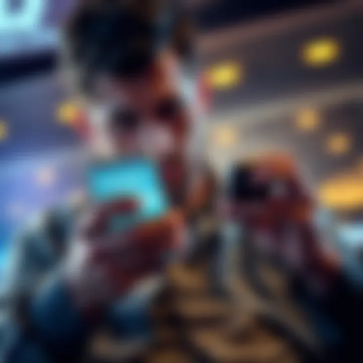 An investor looking disappointed while checking their phone, showing a significant drop in asset value from $5,000 to $320.