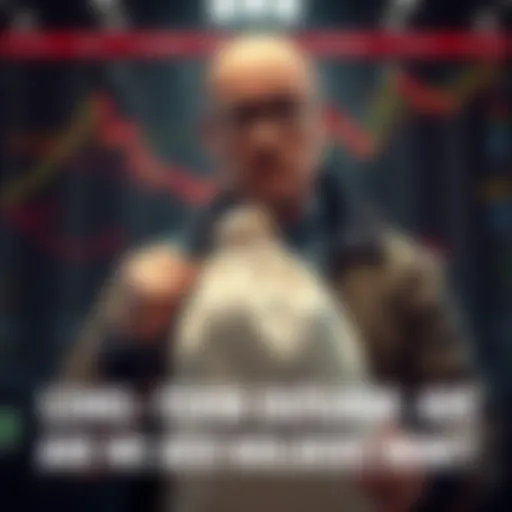 A worried investor looking at declining stock charts and holding a bag labeled 'Investments'.
