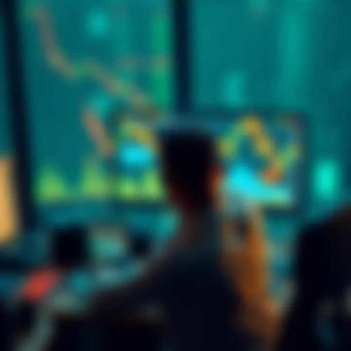 A concerned investor sits at a desk, looking at a computer screen displaying cryptocurrency charts, unsure about their next investment move after a financial loss.