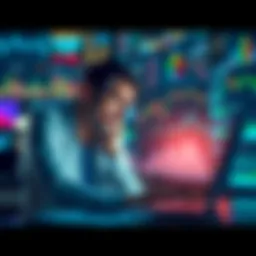 A worried investor looking at financial charts and graphs on a laptop, weighing the decision to sell investments to prevent further losses.
