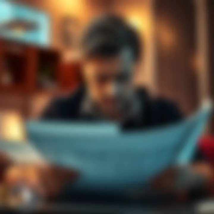 A frustrated investor reviewing documents related to a financial loss, showing disappointment over a small recovery amount from a bigger investment.