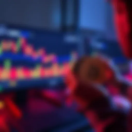 A concerned investor looks at a fluctuating market graph on a computer screen while holding HBAR tokens in hand, reflecting on their investment decisions.