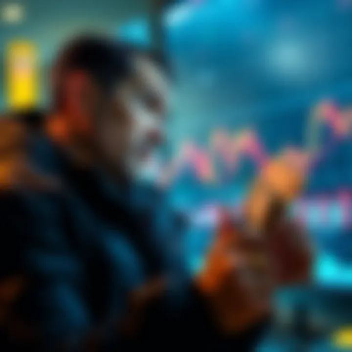 A person looking thoughtfully at financial charts while holding onto stock certificates, representing patience in investment during market downturns.