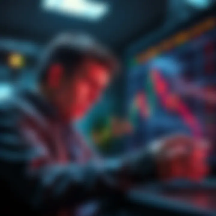A disappointed investor looking at a declining stock chart related to Voyager