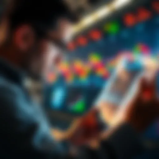 An investor closely examines stock market graphs and data, reflecting on Saylor's investment strategies.