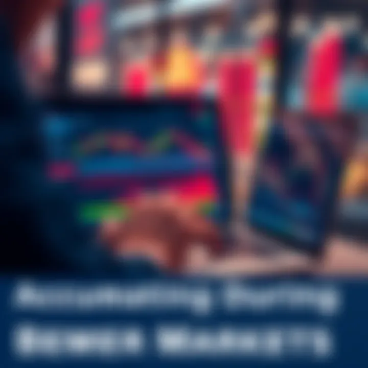 A person tracking stock market trends on a laptop, showing declining graphs during a bear market.