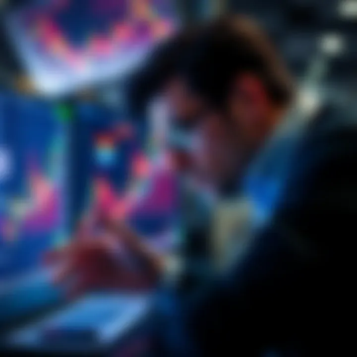 A thoughtful investor looking at a stock chart showing rising prices, contemplating missed chances to buy at lower values.