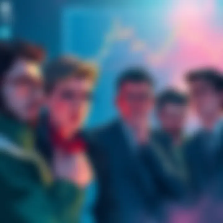 A group of worried investors looking at a declining cryptocurrency chart, showing expressions of regret and loss.