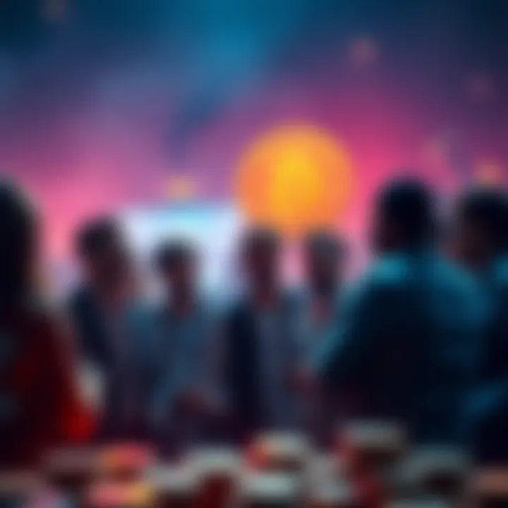 Group of people discussing Bitcoin investment after a price crash, showing enthusiasm and optimism