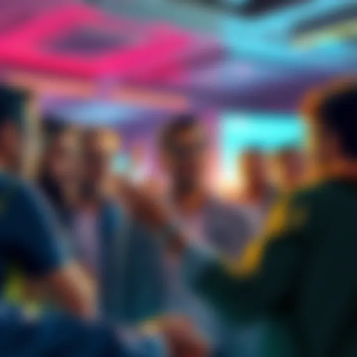 A group of enthusiastic investors discussing Butt Coin and meme stocks, showing determination despite recent losses.