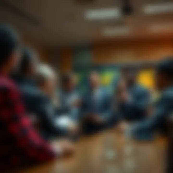 A diverse group of investors discussing market trends and holding onto their assets in a meeting room.
