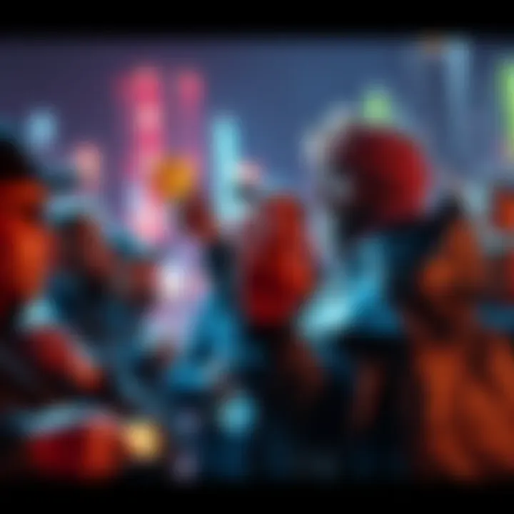 A group of determined investors focused on holding their cryptocurrency assets amid market changes, showing a sense of unity and strength.