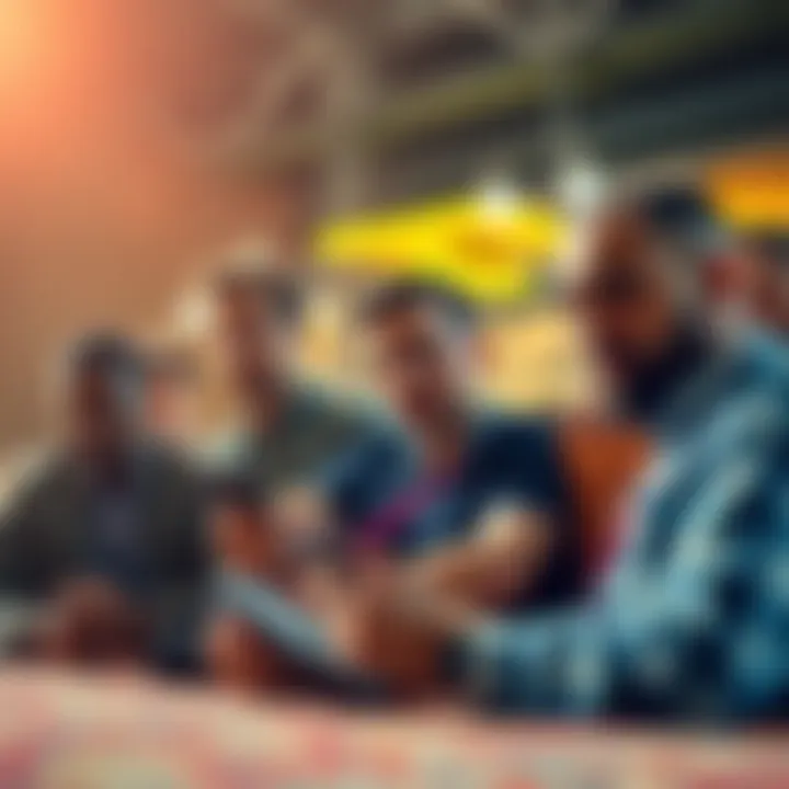 A group of shocked investors looking at their phones after a rapid cryptocurrency scam