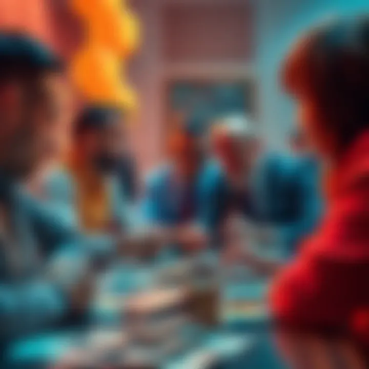 People investing in risky schemes Group of investors discussing Ponzi schemes with money on the table