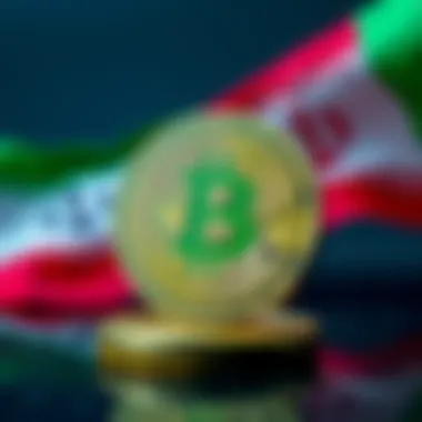 Iran Uses Bitcoin to Avoid Sanctions A representation of Bitcoin with the Iranian flag in the background, symbolizing Iran's use of cryptocurrency to bypass economic sanctions.