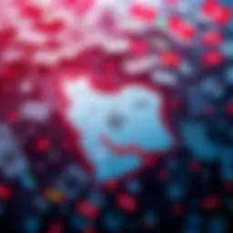 A map highlighting Iran's position in the Middle East with news headlines surrounding it.