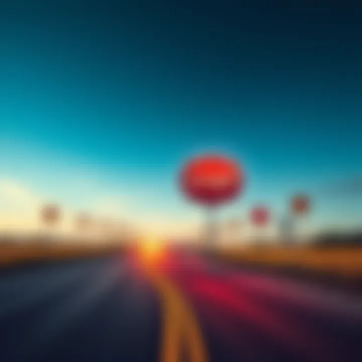 A winding road with unexpected signs along the way, symbolizing life's ironic twists.