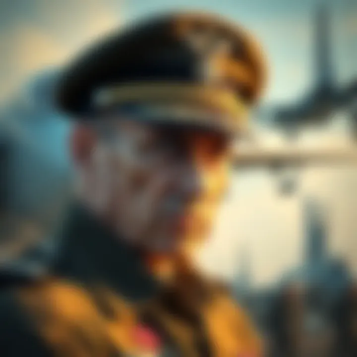 Israeli Air Force major in uniform looking worried, with a backdrop of military aircraft