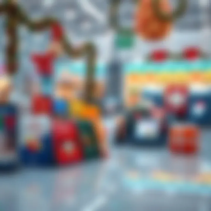 A collection of colorful JD E-Cards displayed on a digital platform with holiday decorations in the background.