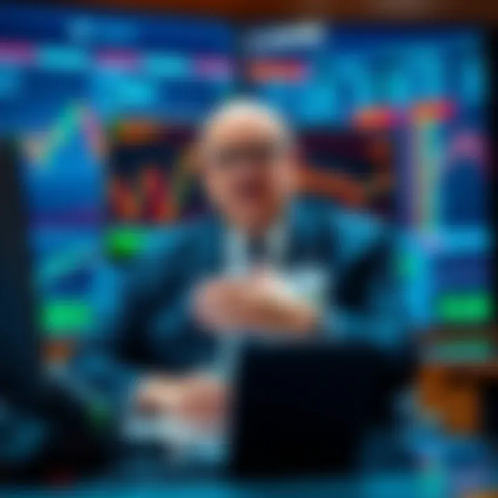 Jim Cramer discusses using cryptocurrency as a hedge against U.S. national debt while sitting at a desk with financial charts in the background.