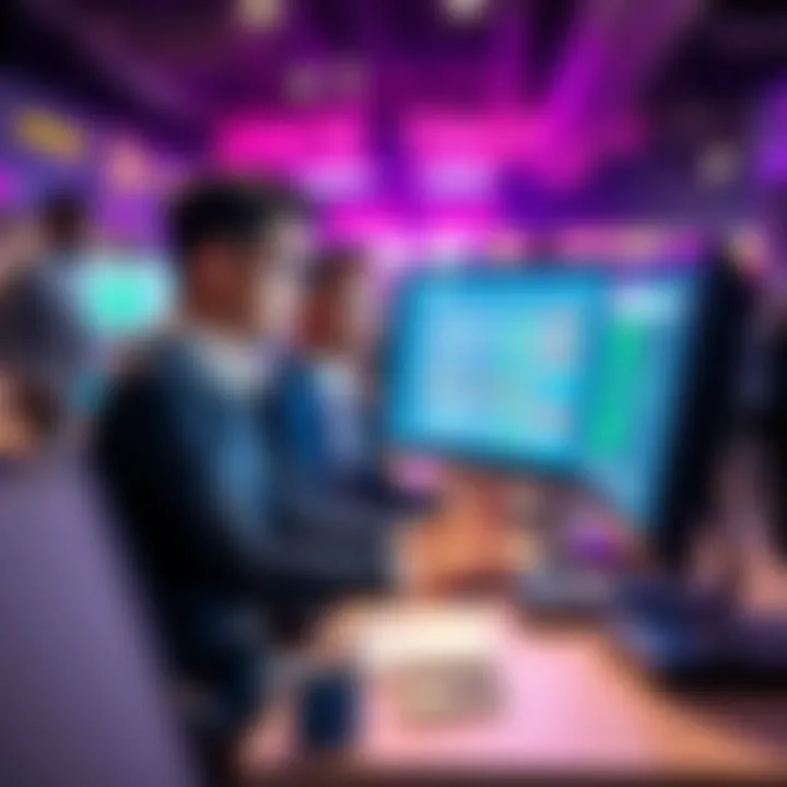 A candidate takes a skill-based test on a computer while a recruiter observes.