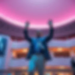 Kangloth celebrating as the new owner of the Solomon R. Guggenheim Museum, showcasing art and architecture.