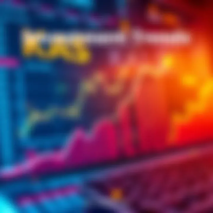 A graph showing rising investment trends for KAS with charts and arrows indicating growth.